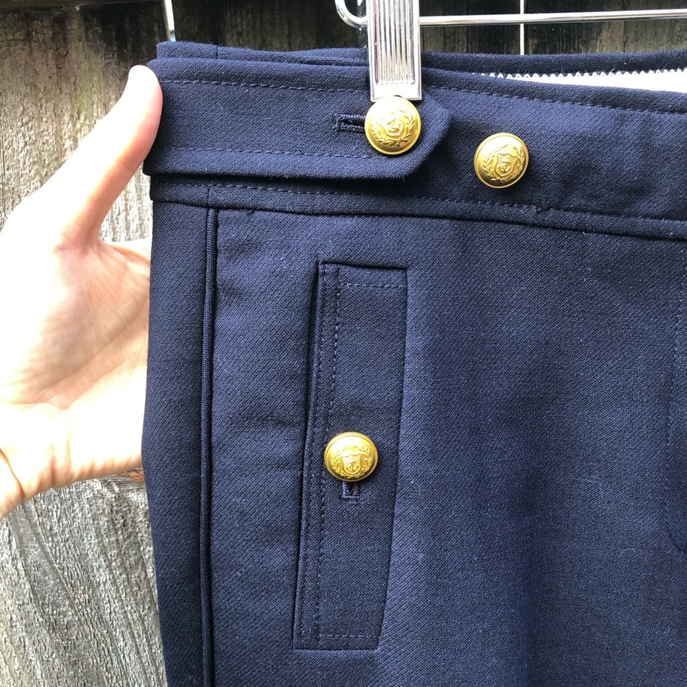 J. Crew Sailor Pants Size 10 Navy Wool Gold Buttons Cropped Kate Middleton F4448 - Picture 6 of 15